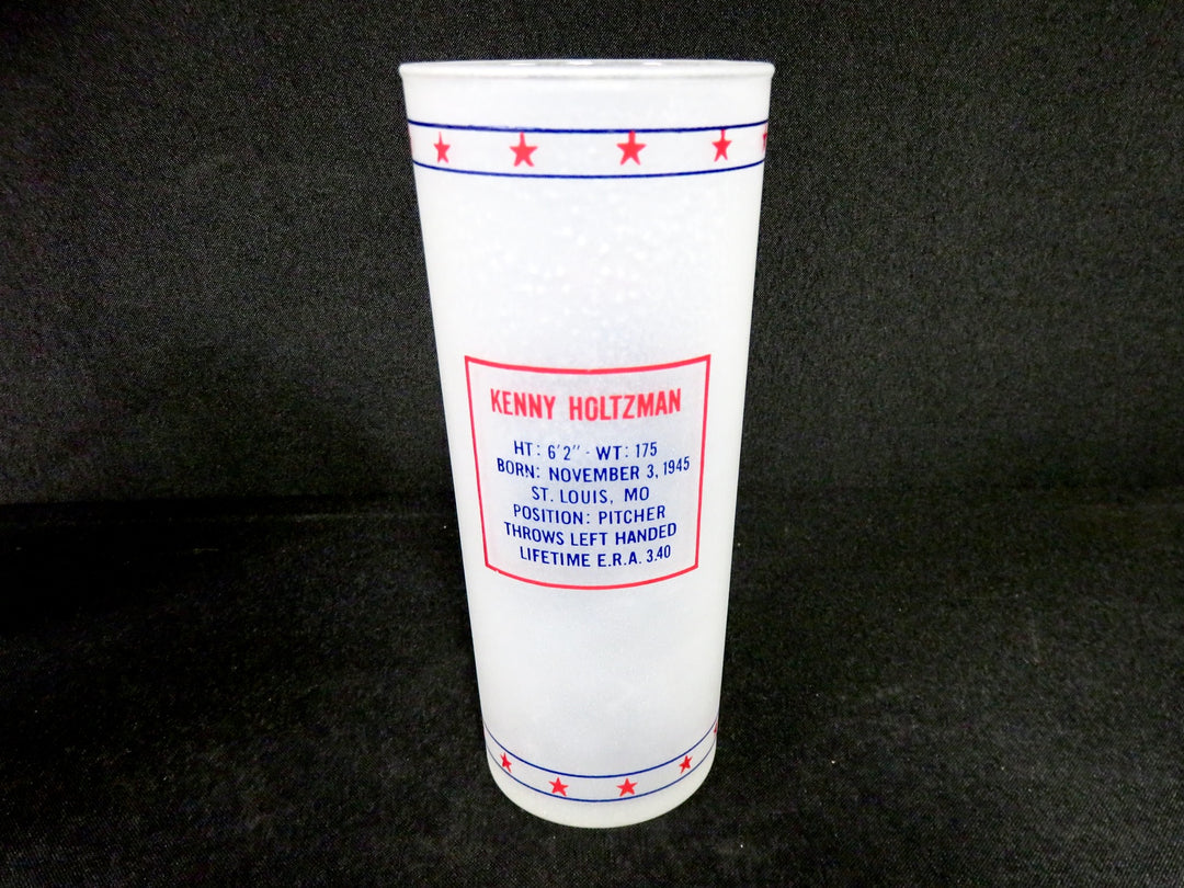 Vintage Frosted Cubs Glasses with Holder