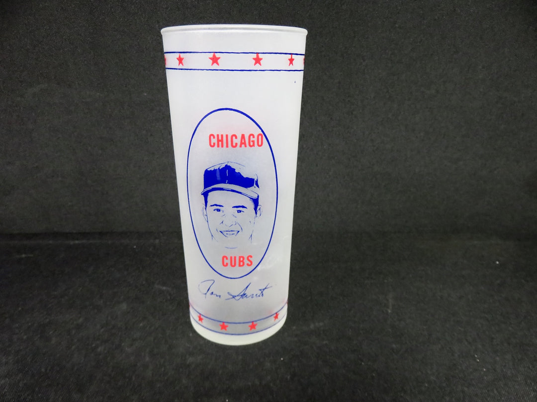Vintage Frosted Cubs Glasses with Holder