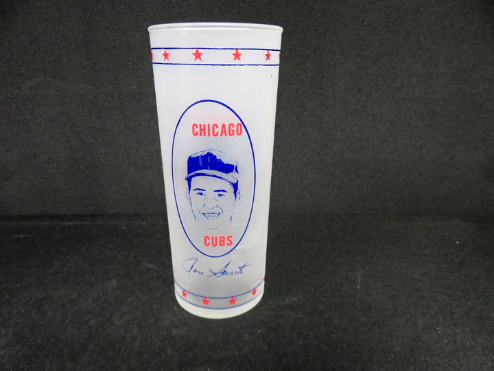 Vintage Frosted Cubs Glasses with Holder