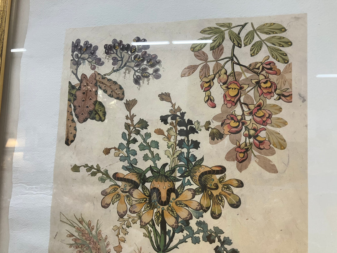 Hand Tinted Fantasy Floral Print Plate I