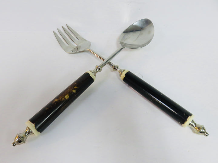 Salad Servers with Faux-Torioseshell Handles