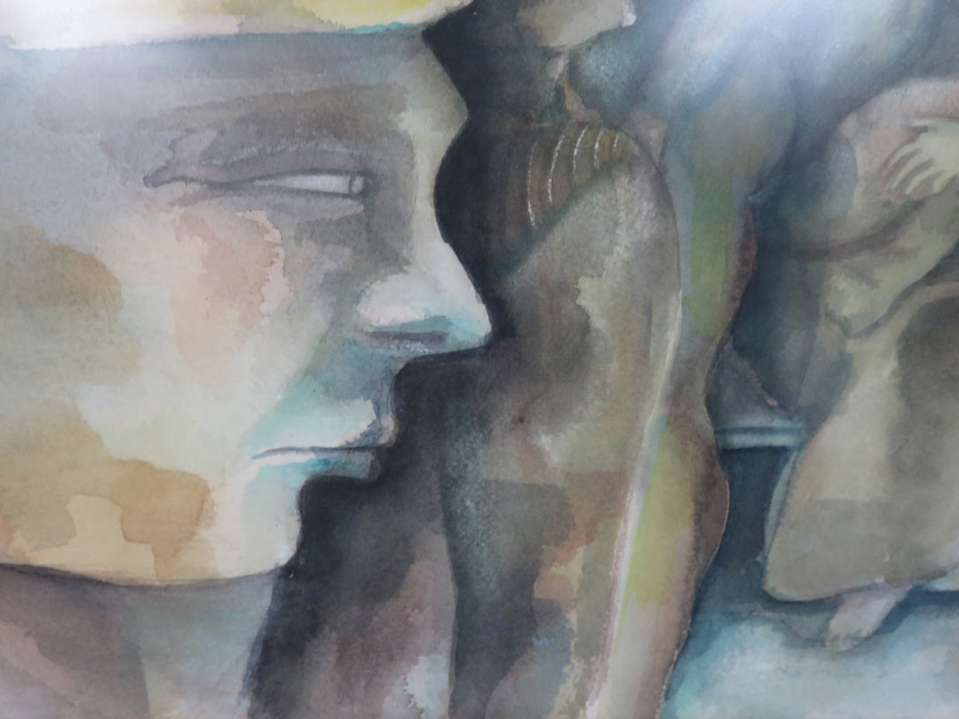 Cubist-Influenced Figural Watercolor