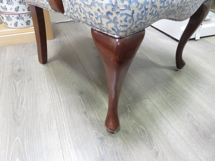 Blue & White Print Arm Chair