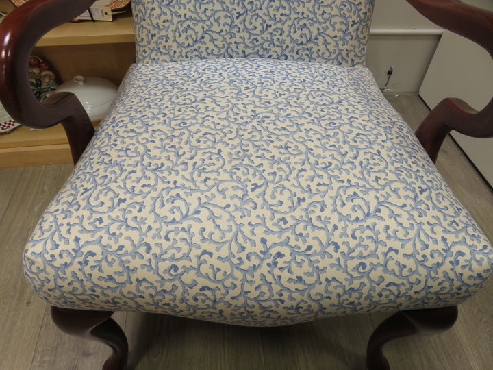 Blue & White Print Arm Chair
