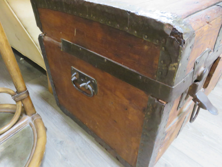 Antique Flat-Top Steamer Trunk