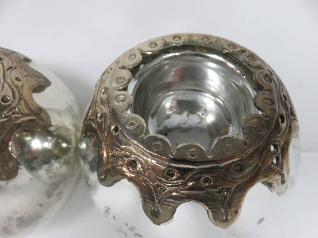 Pair Mercury Glass Candleholders