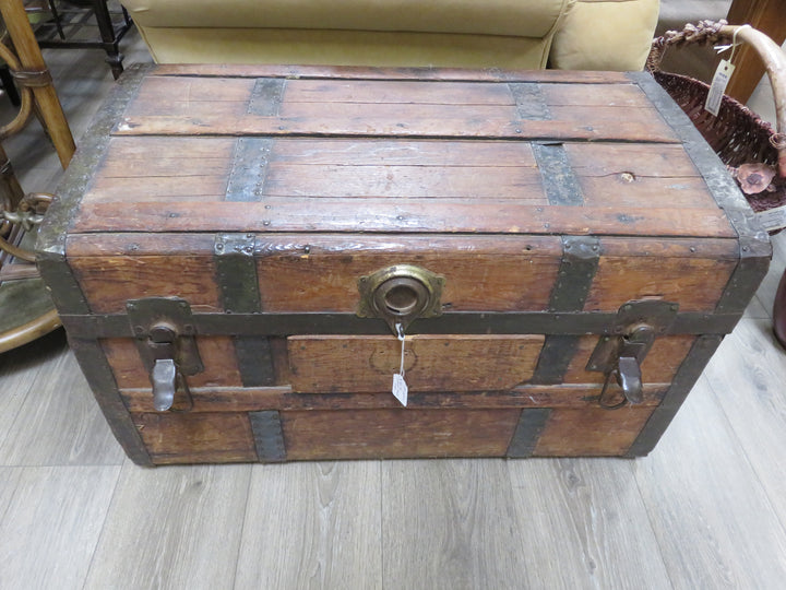 Antique Flat-Top Steamer Trunk
