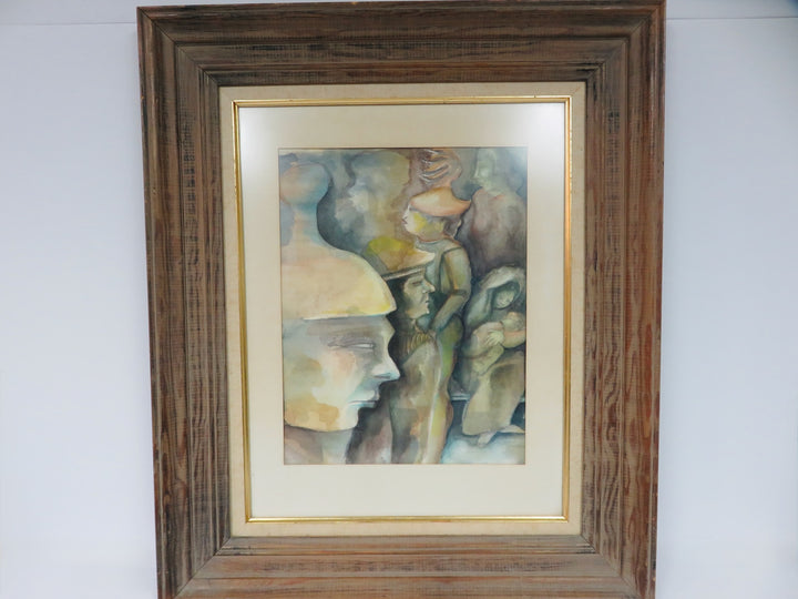 Cubist-Influenced Figural Watercolor