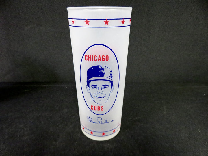 Vintage Frosted Cubs Glasses with Holder