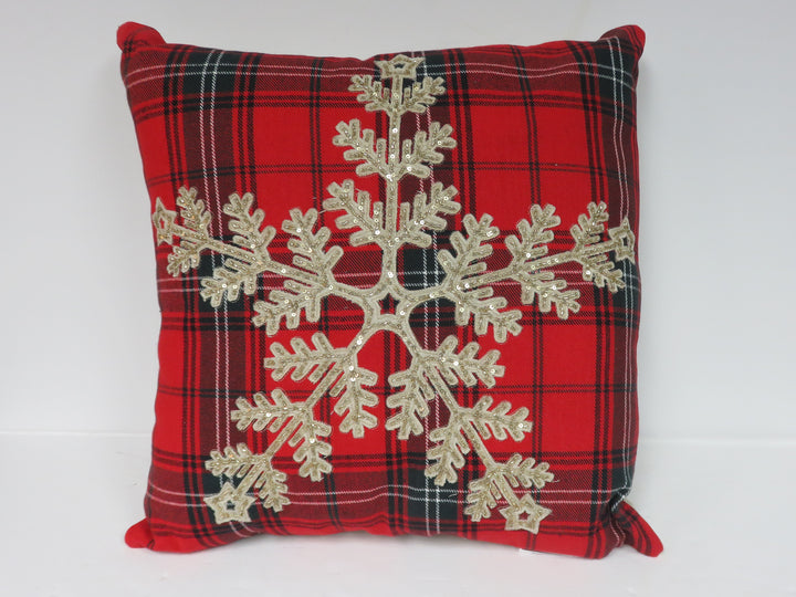 Red Plaid Throw Pillow