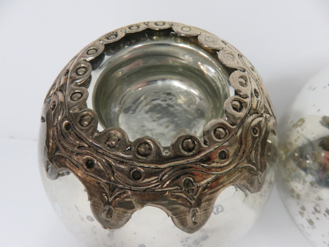 Pair Mercury Glass Candleholders