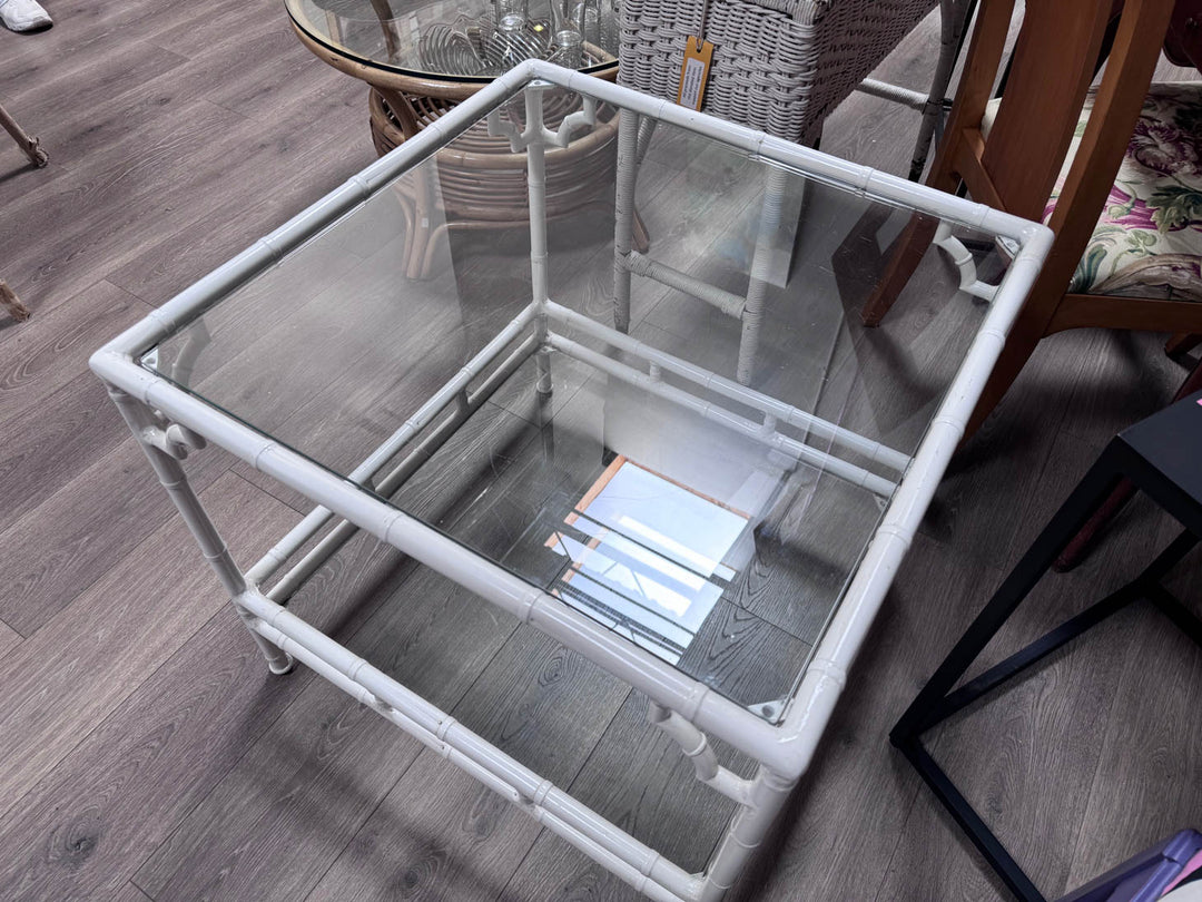 White Bamboo Look End Table