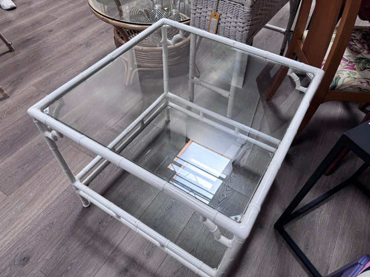 White Bamboo Look End Table