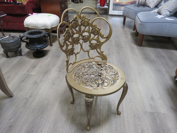 Vintage Ornate Metal Vanity Chair