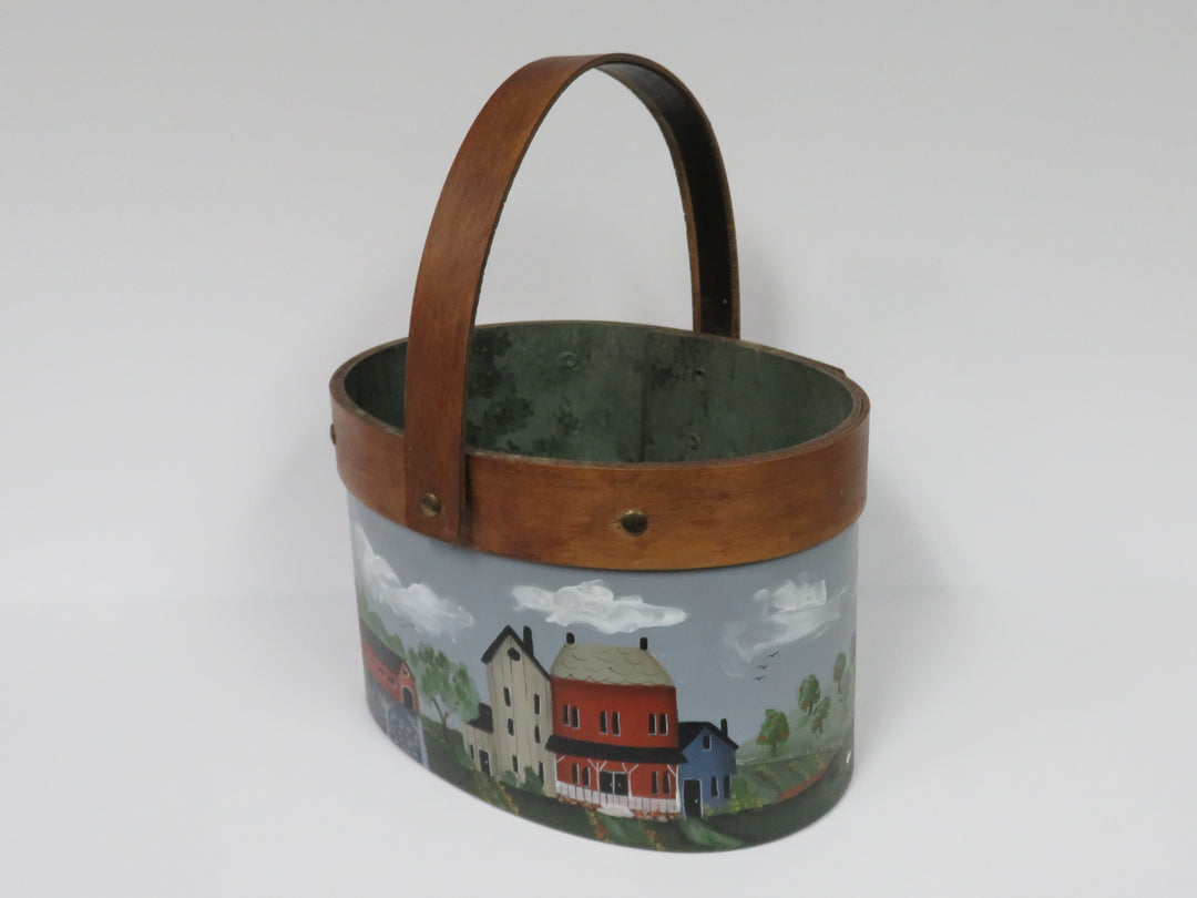 Folk Art Handled Basket