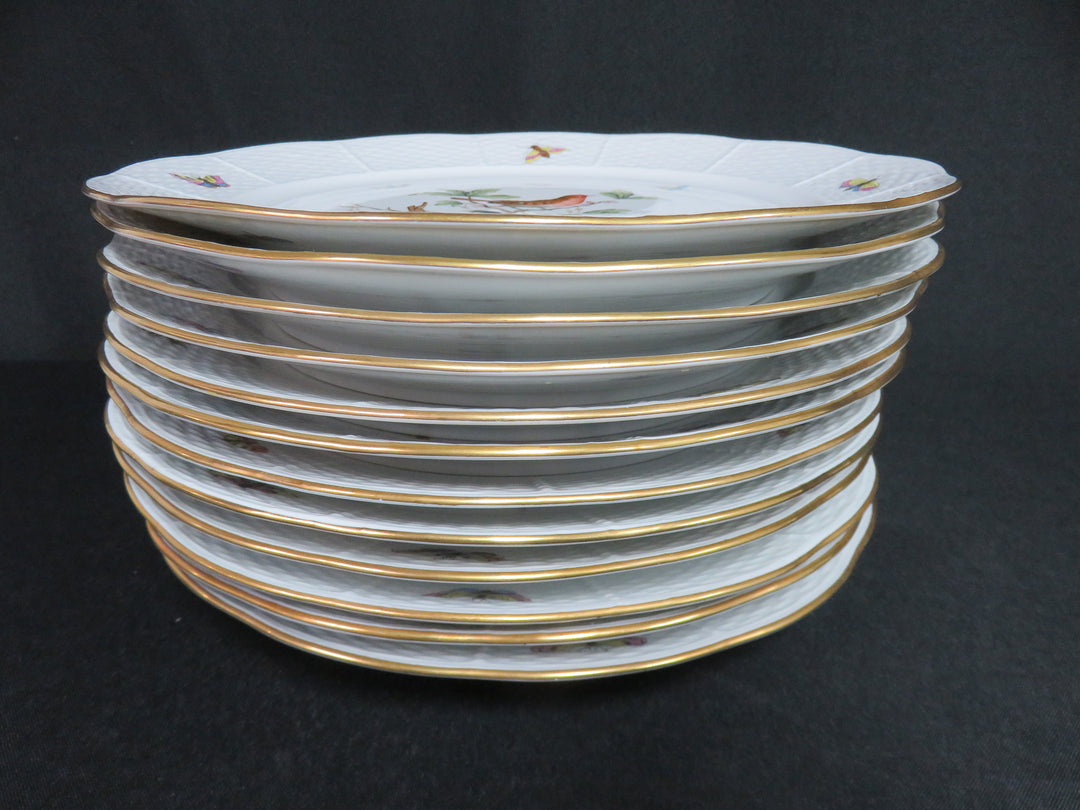 12 Herend Rothschild Bird Dinner Plates