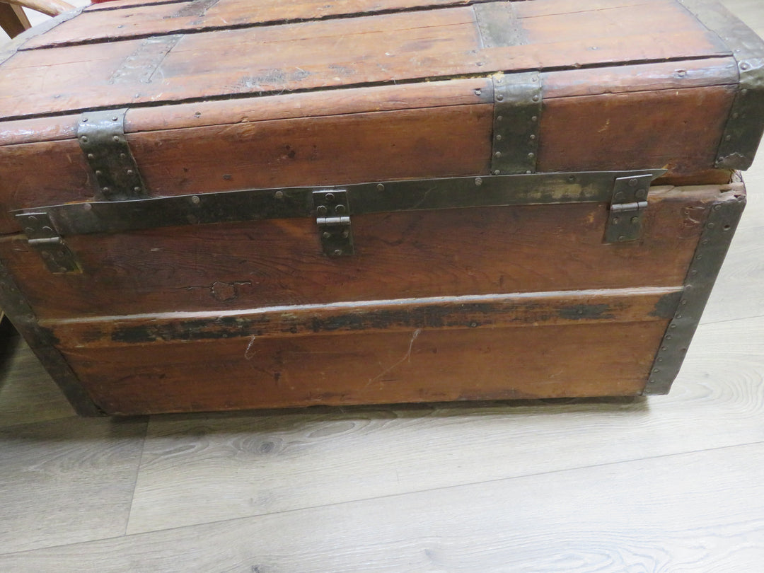 Antique Flat-Top Steamer Trunk