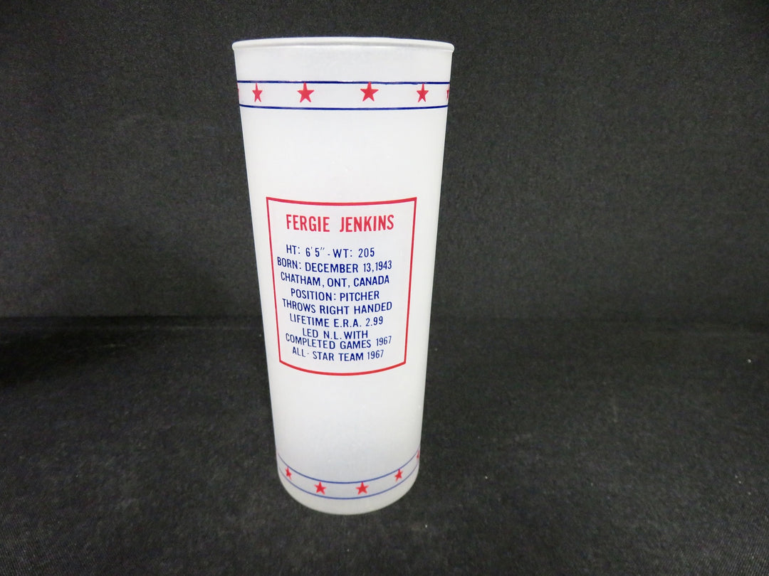 Vintage Frosted Cubs Glasses with Holder