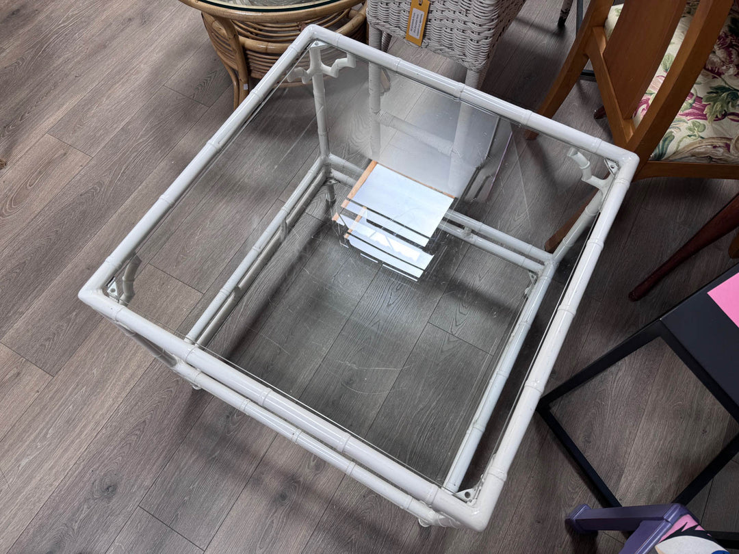 White Bamboo Look End Table