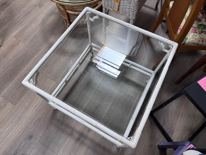 White Bamboo Look End Table