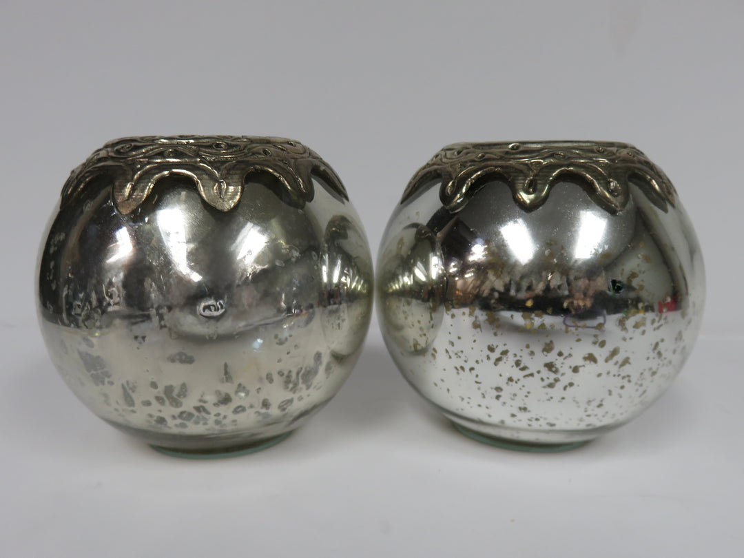 Pair Mercury Glass Candleholders