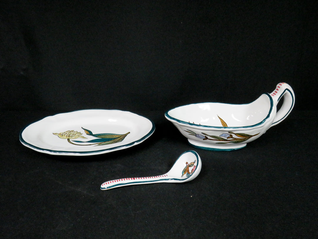 Italian Majolica Sauce Boat Set