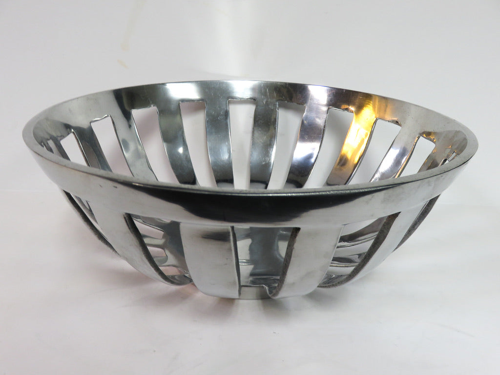 Slotted Silver Tone Bowl
