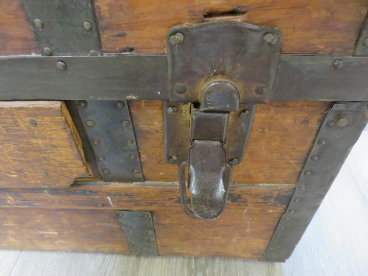 Antique Flat-Top Steamer Trunk