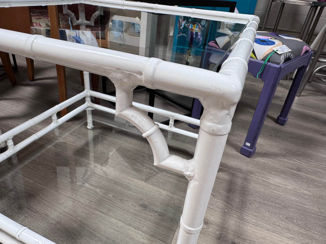 White Bamboo Look End Table