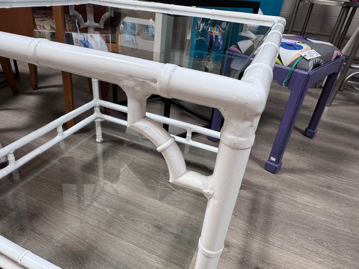 White Bamboo Look End Table
