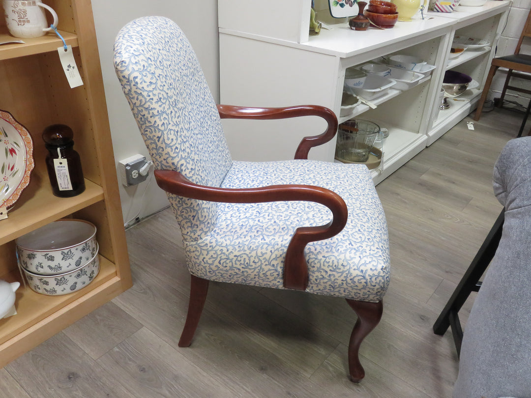 Blue & White Print Arm Chair