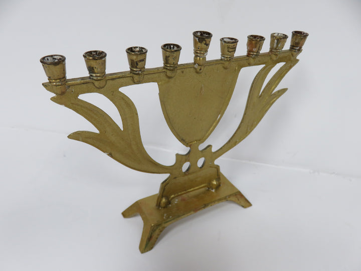 Brass and Enamel Hanukkah Menorah