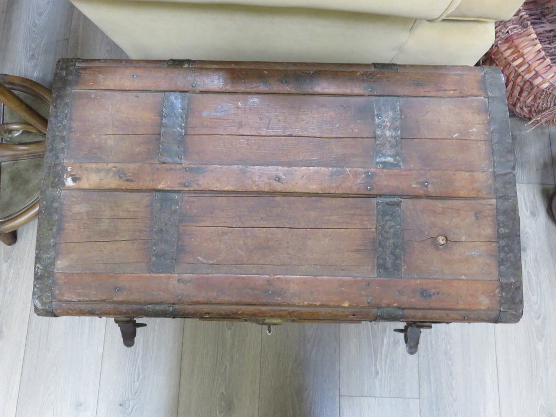 Antique Flat-Top Steamer Trunk
