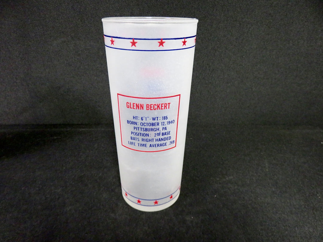 Vintage Frosted Cubs Glasses with Holder