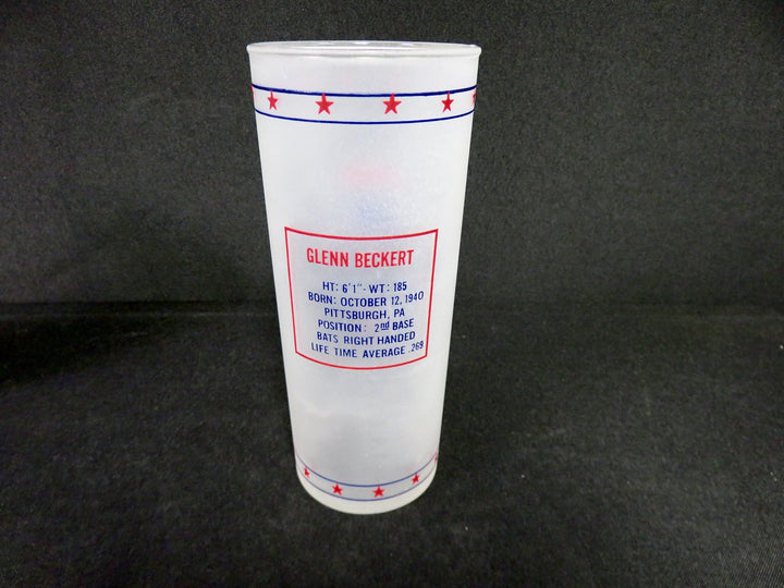 Vintage Frosted Cubs Glasses with Holder