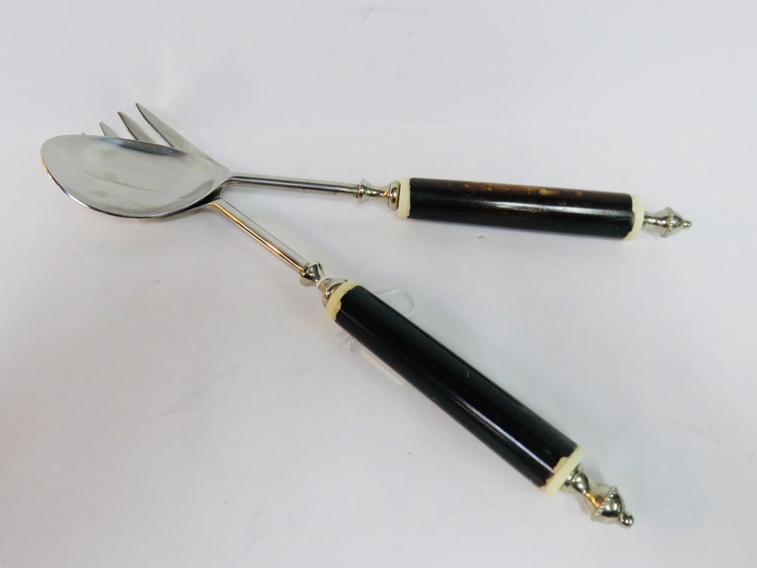Salad Servers with Faux-Torioseshell Handles