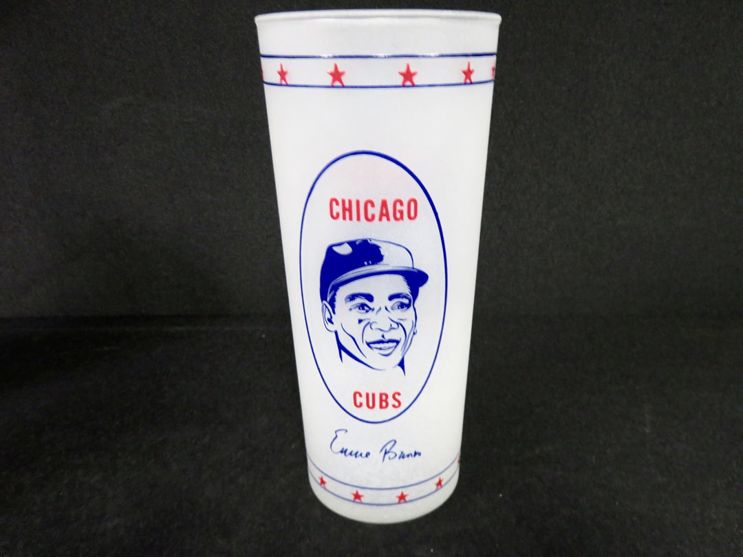 Vintage Frosted Cubs Glasses with Holder