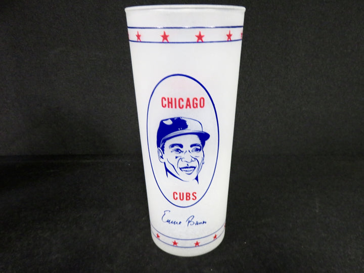 Vintage Frosted Cubs Glasses with Holder