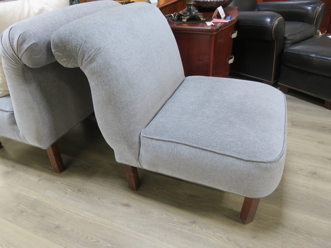 Armless Gray Upholstered Chair