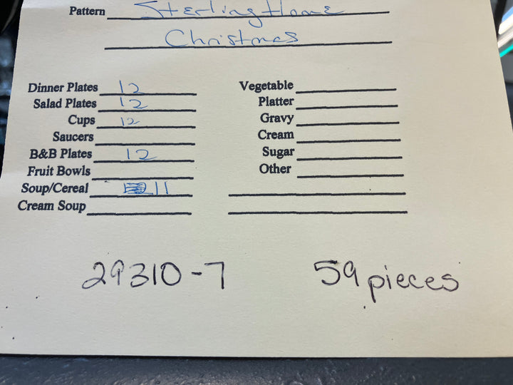 Sterling Home Christmas China Set