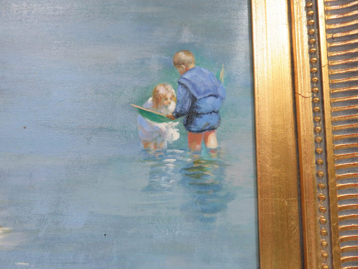 Children at Water's Edge - Original Oil Painting