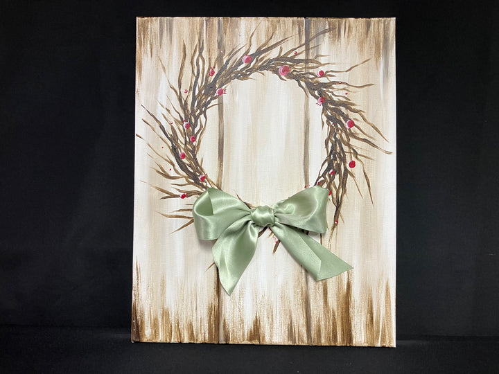 Wreath with Bow on Canvas