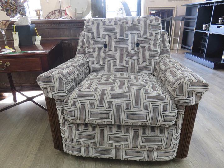 Brown & Cream Geometric Arm Chair