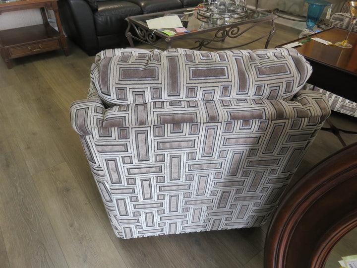 Brown & Cream Geometric Arm Chair
