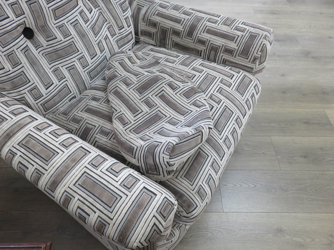 Brown & Cream Geometric Arm Chair
