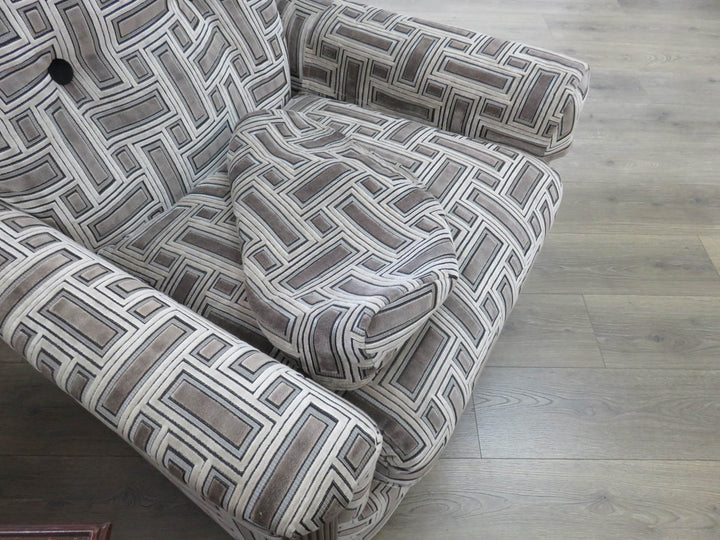 Brown & Cream Geometric Arm Chair
