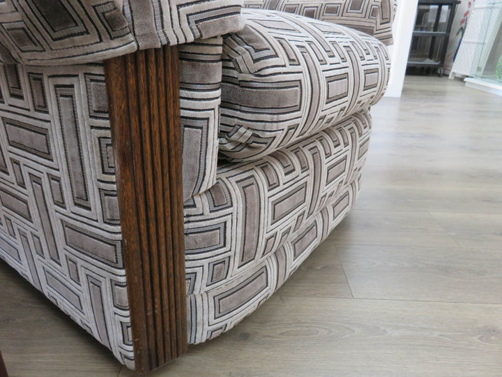 Brown & Cream Geometric Arm Chair