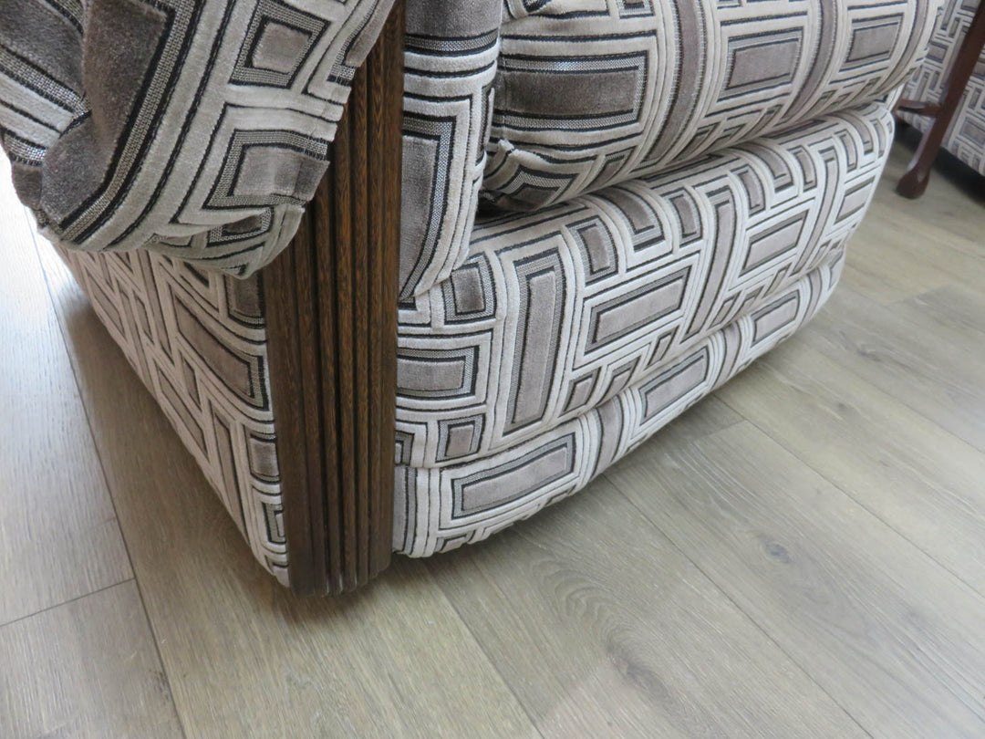 Brown & Cream Geometric Arm Chair