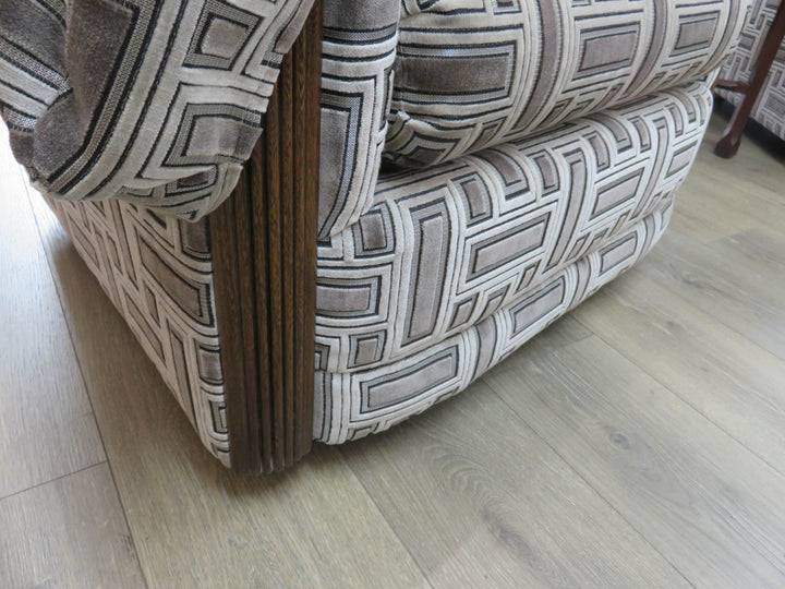 Brown & Cream Geometric Arm Chair