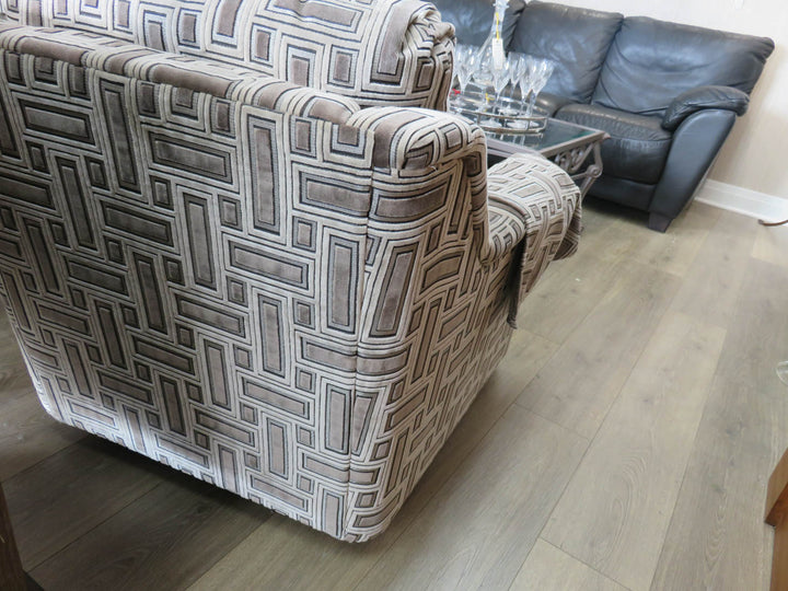 Brown & Cream Geometric Arm Chair
